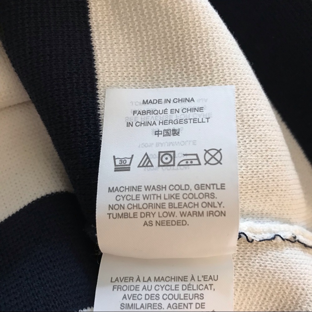 J. Crew Navy and White Off-the-Shoulder Sweater - Picture 5 of 5